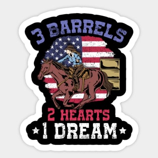 3 Barrels 2 Hearts 1 Dream I Horseback Riding Sticker
